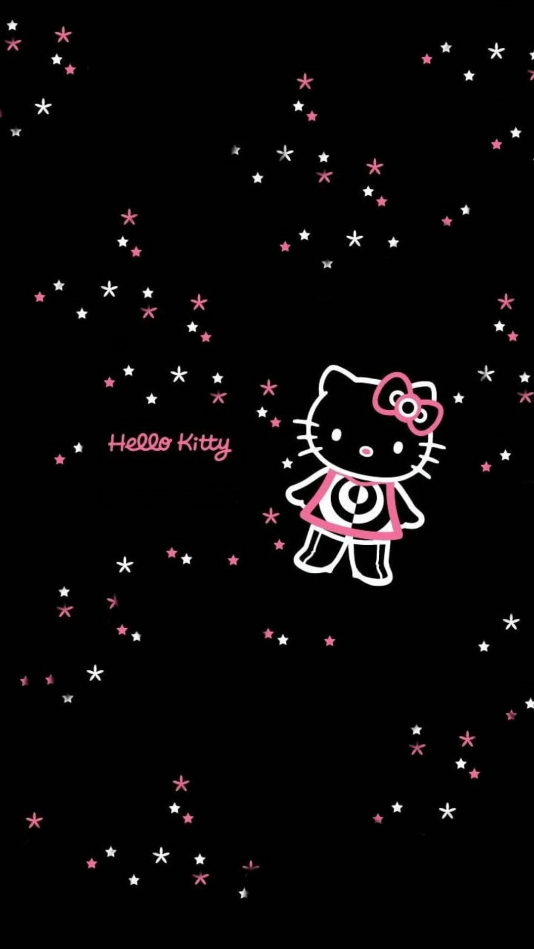 Itim na Hello Kitty na May mga Bituin Wallpaper