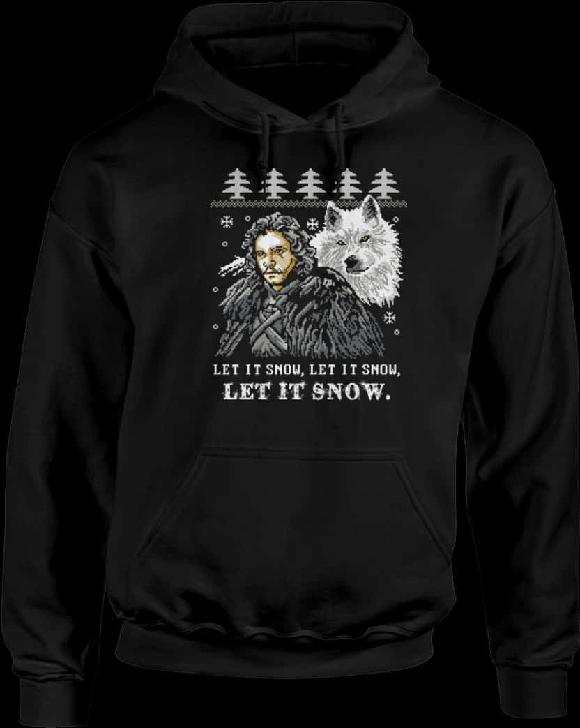 Itim na Hoodie na May Temang Taglamig na May Graphic Print Wallpaper