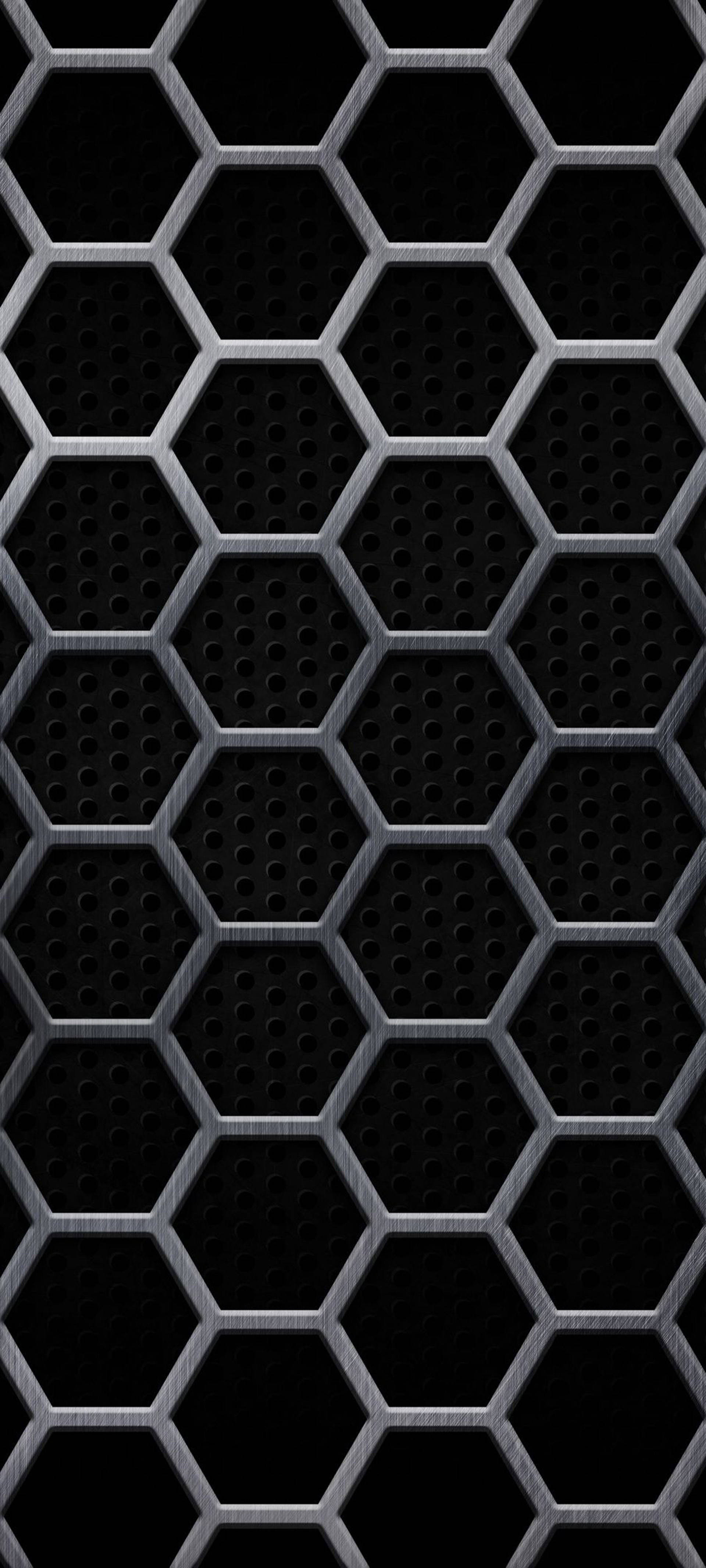 Itim na iPhone na Mesh ng Heksagon Wallpaper