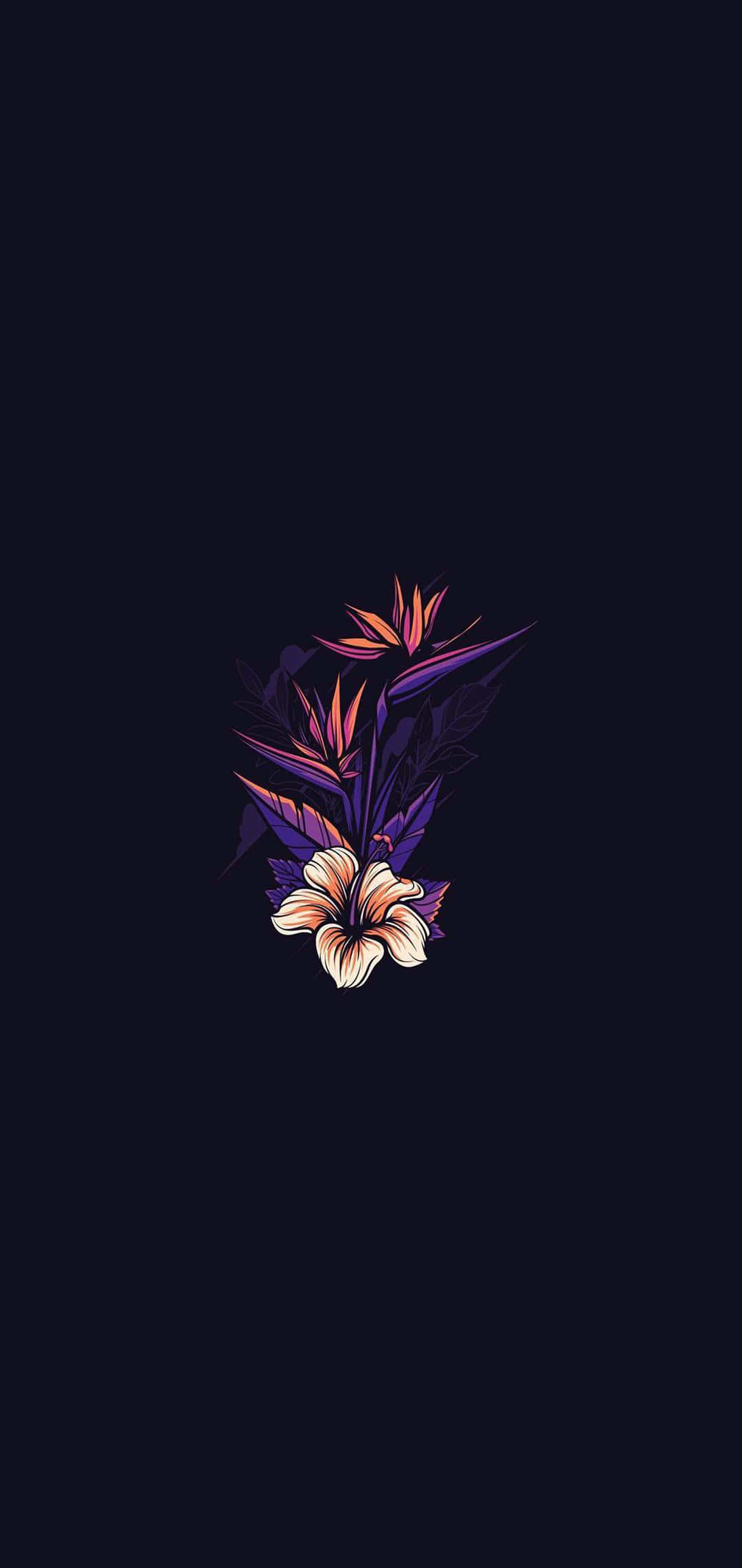 itim na likuran na may lilang bulaklak dito Wallpaper