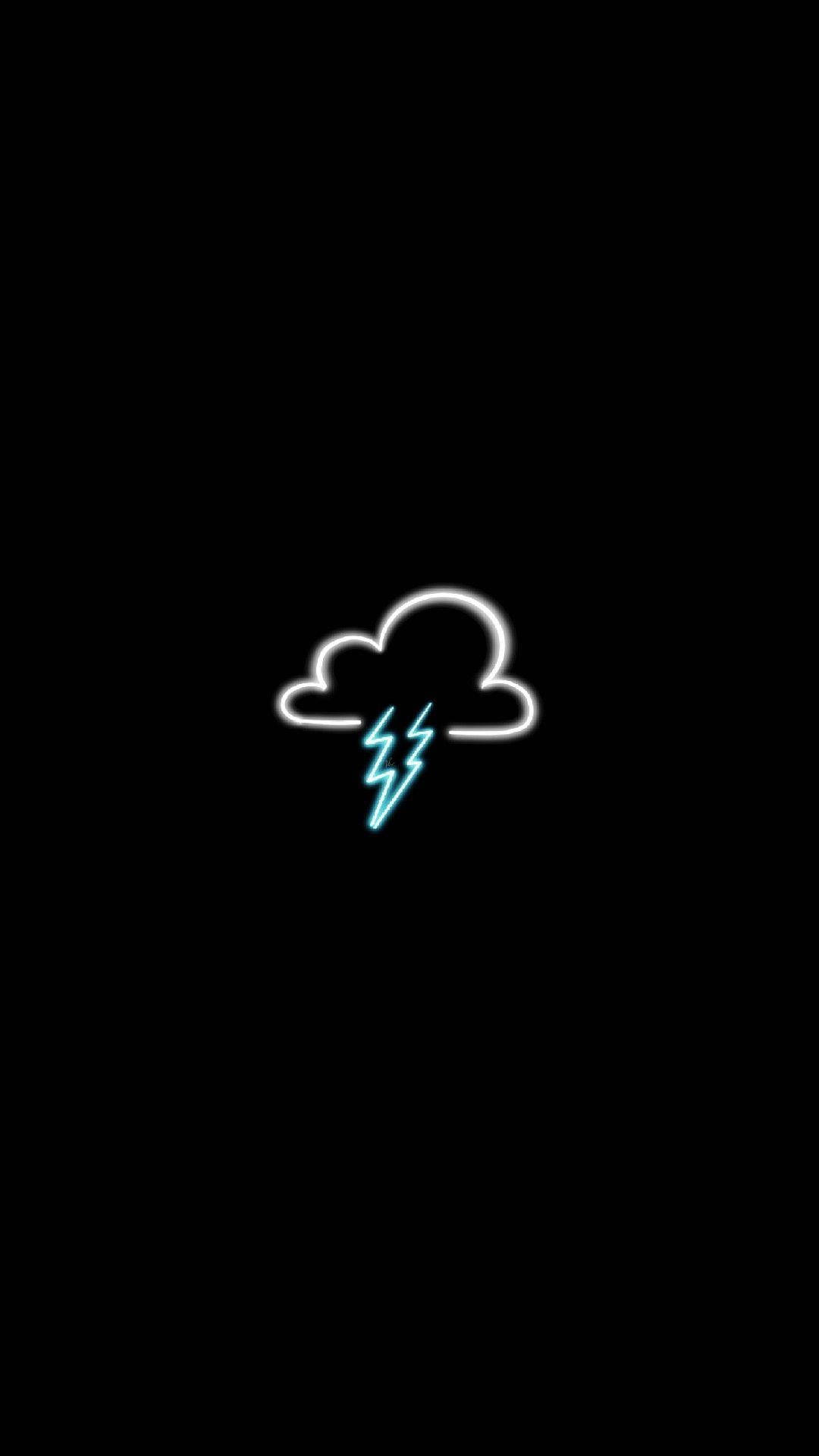 Itim na Neon Aesthetic ng Ulap at Kulog Wallpaper