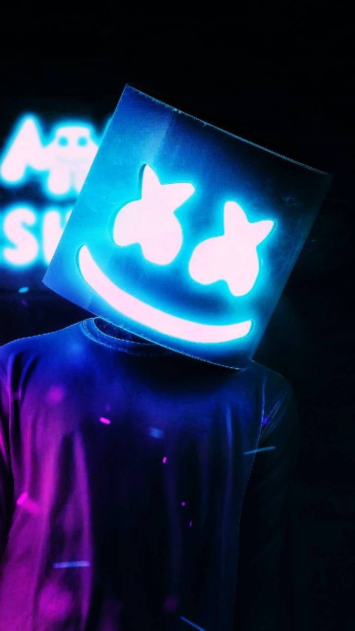 Itim na Neon Helmet ni Marshmello Wallpaper