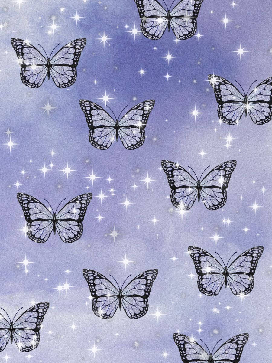 Itim na Paruparo Pastel Purple Wallpaper