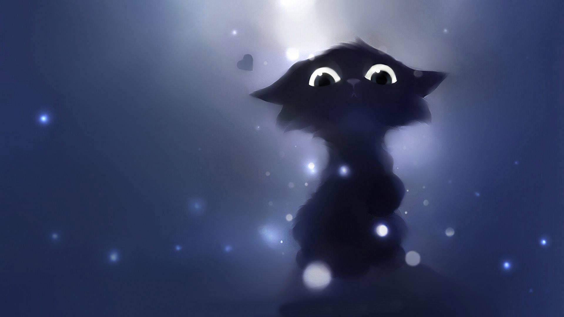 Itim na Pusa Cartoon Wallpaper