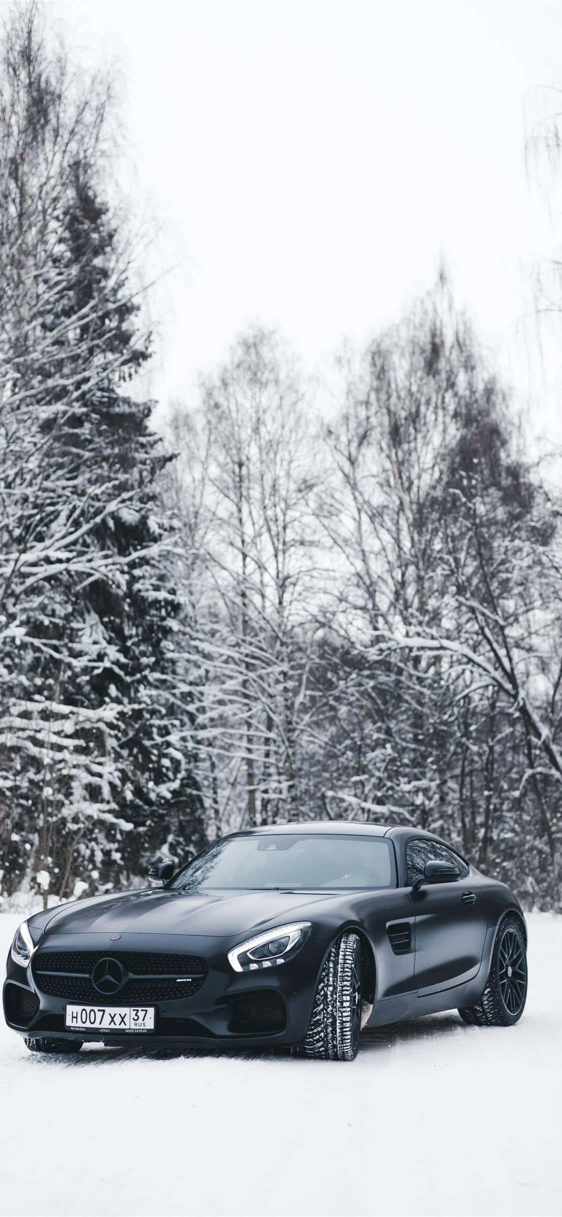 Snowy Black GT iPhone Xs Mercedes Amg Background Wallpaper