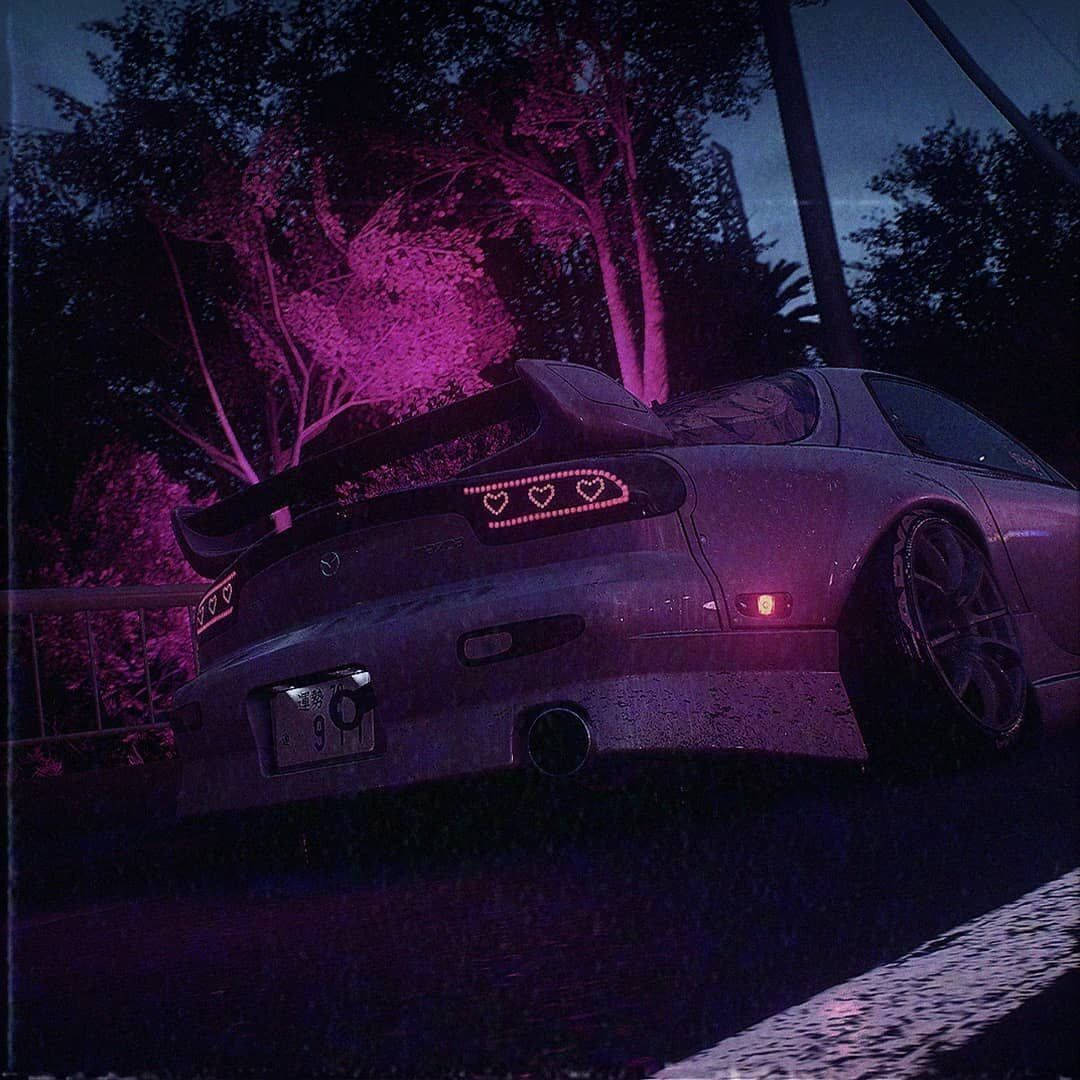 JDM na Kotse na May Lilang Ilaw Wallpaper