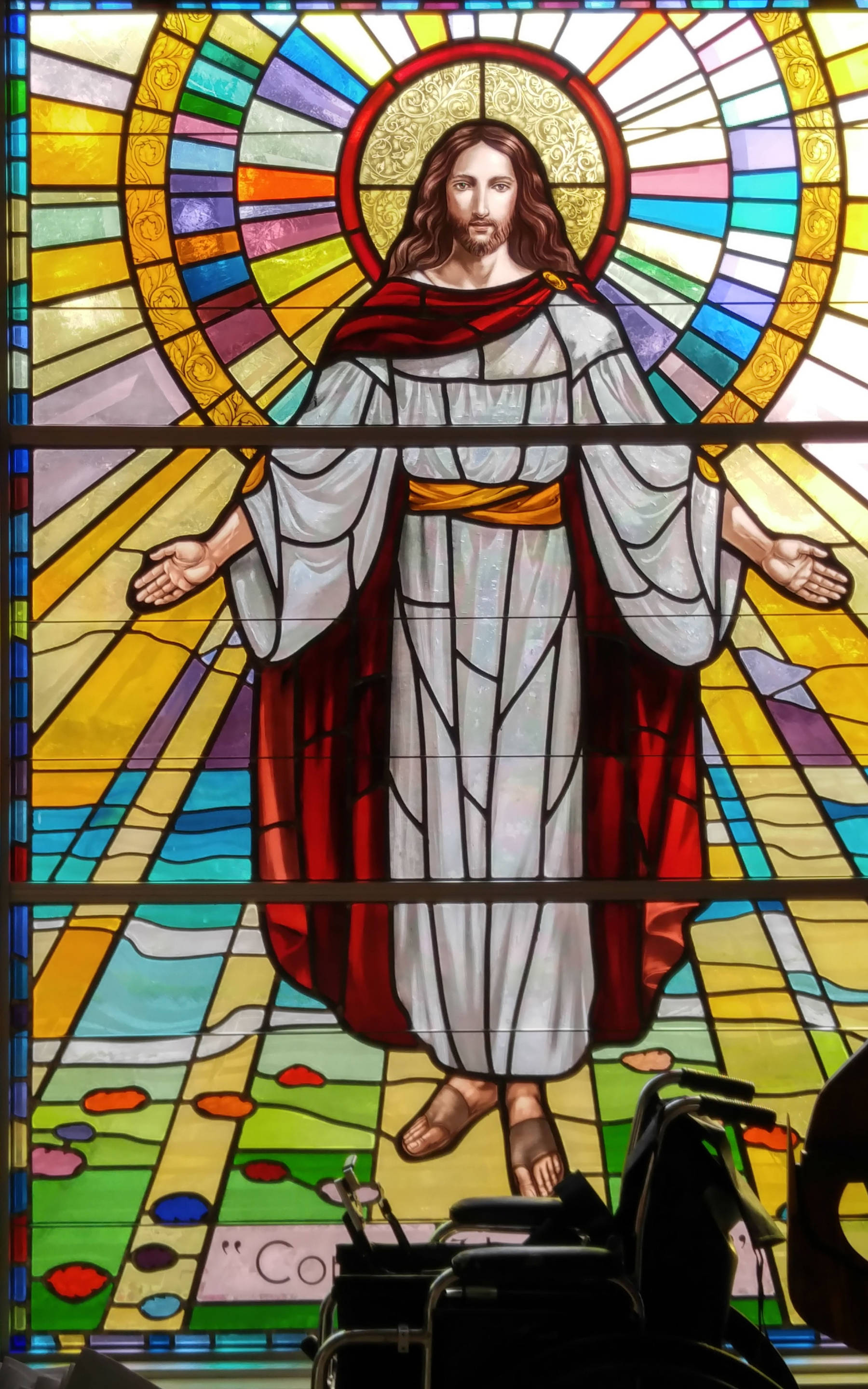 Jesus Stained Glass Katolikong Simbahan Wallpaper
