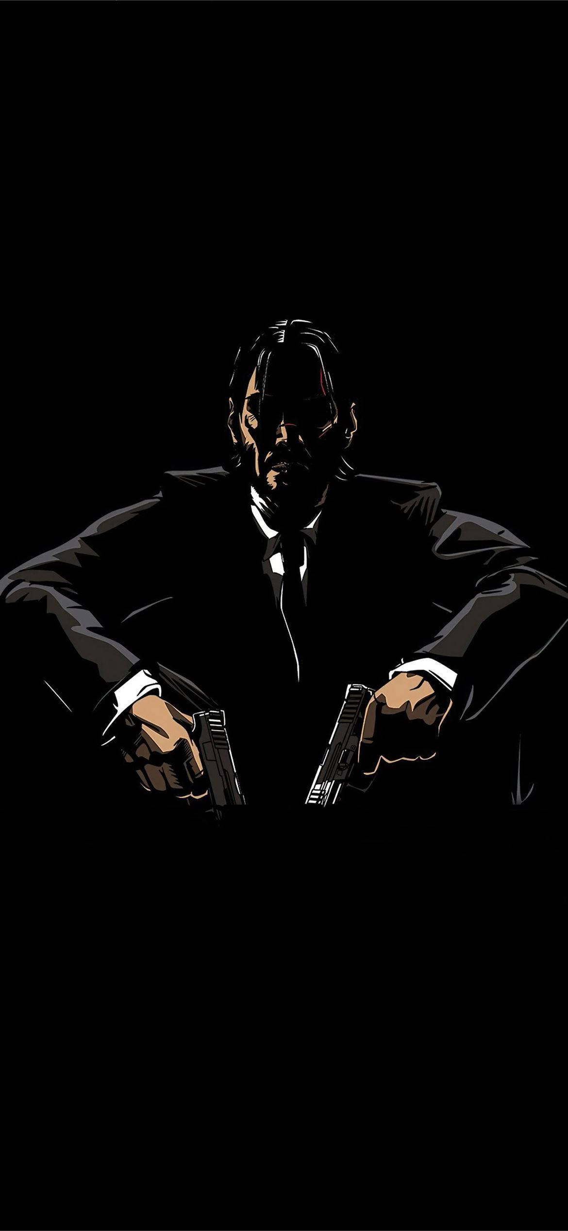 John Wick Vector Art iPhone 12 Wallpaper