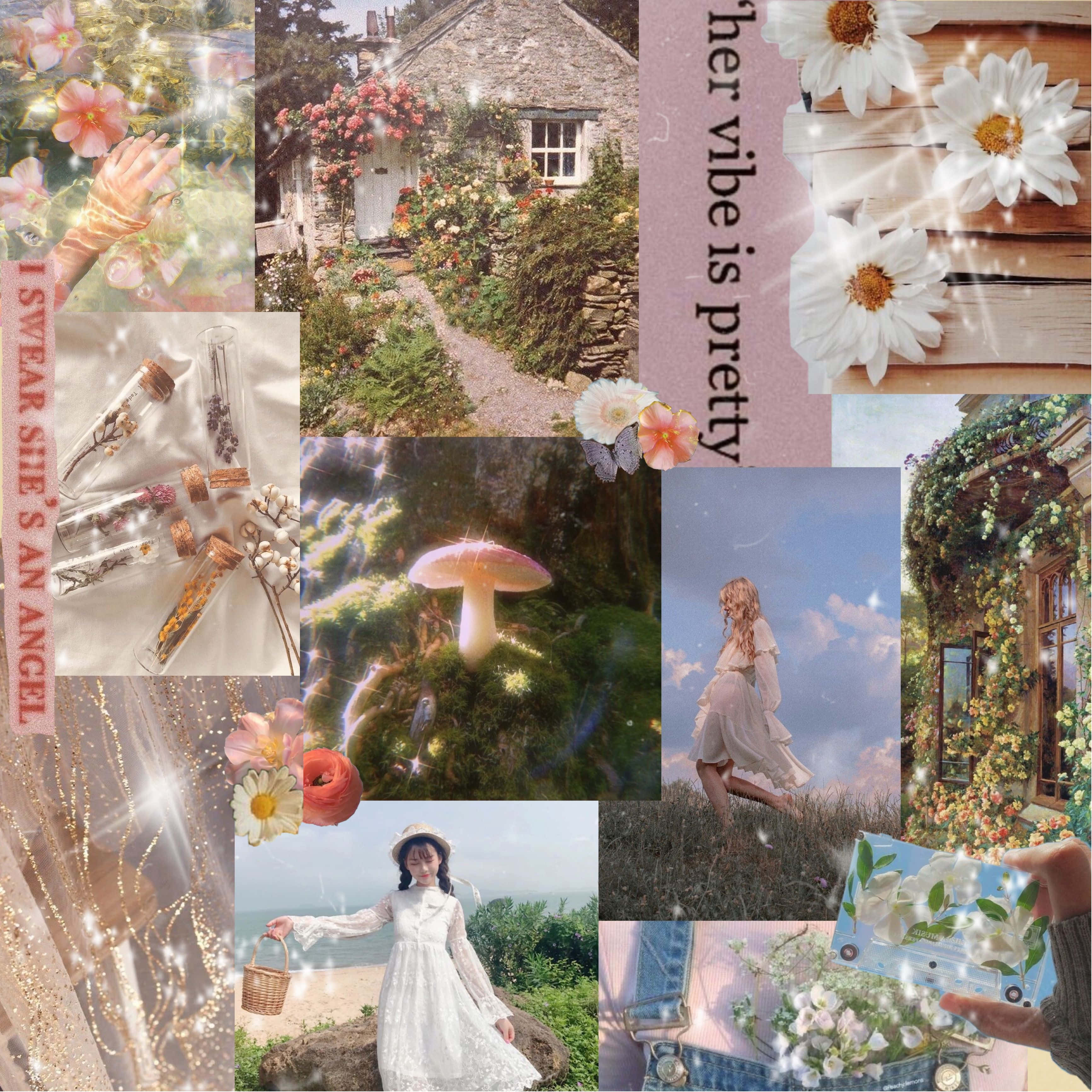Kaakit-akit na Cottagecore Aesthetic Background sa Luntiang Kagubatan Wallpaper