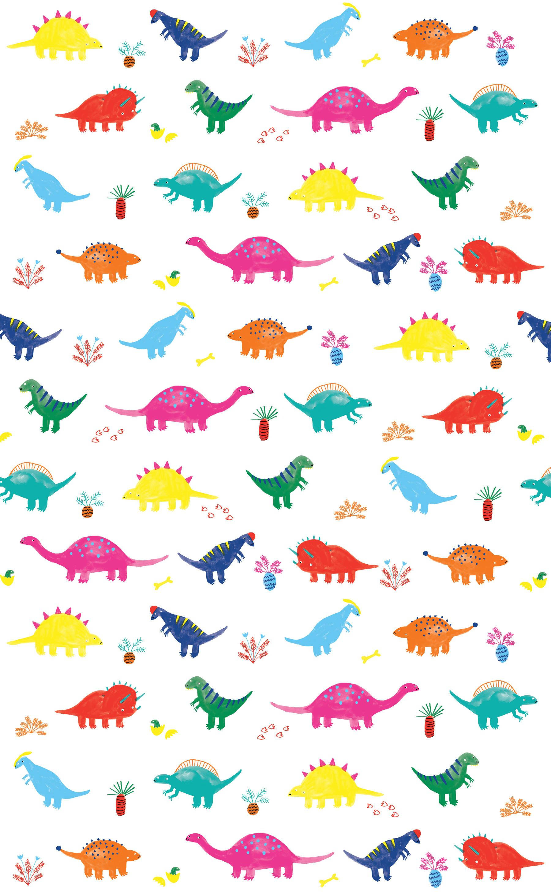 Kaakit-akit na Dinosaur Aesthetic sa Puti Wallpaper
