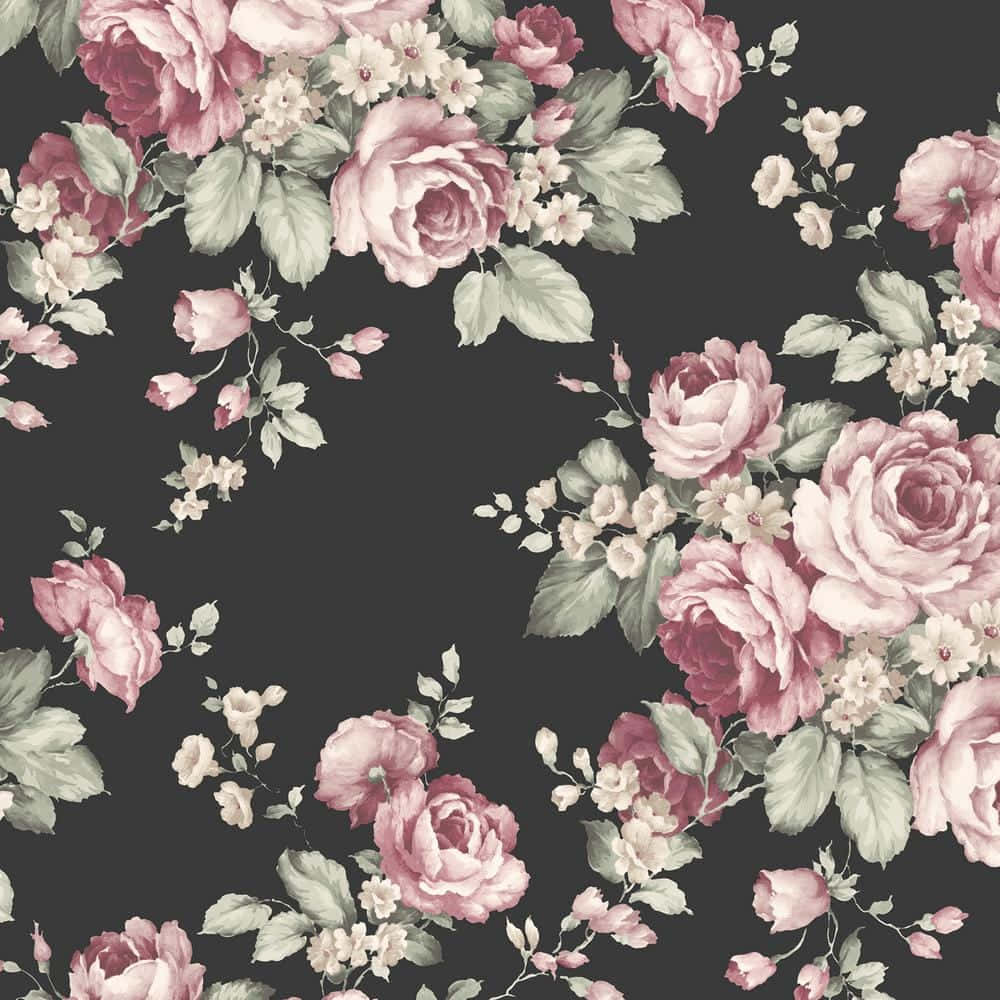 Kaakit-akit na Madilim na Floral Background Wallpaper