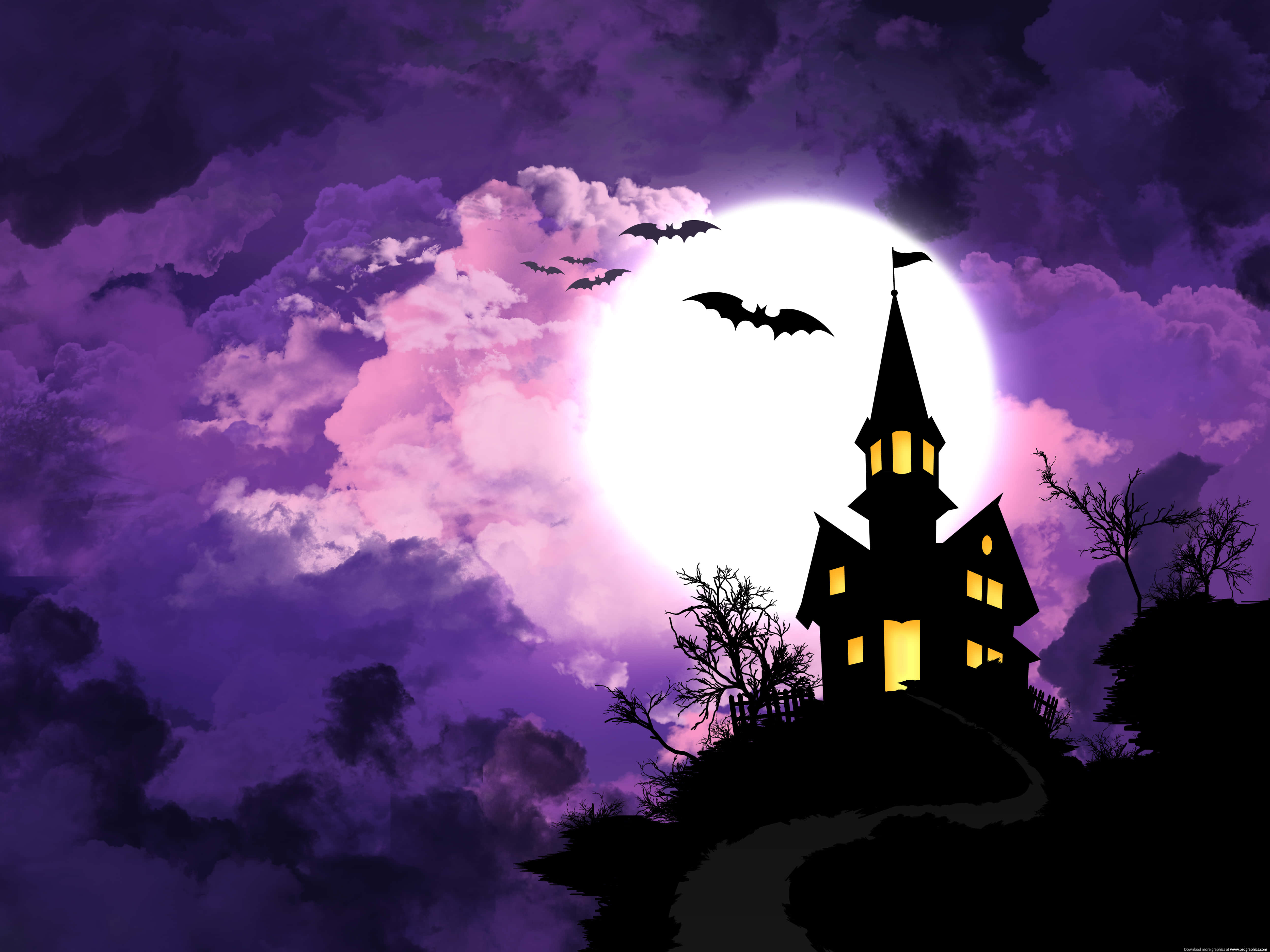 Kaakit-akit na Purple na Kapaligiran ng Halloween Wallpaper