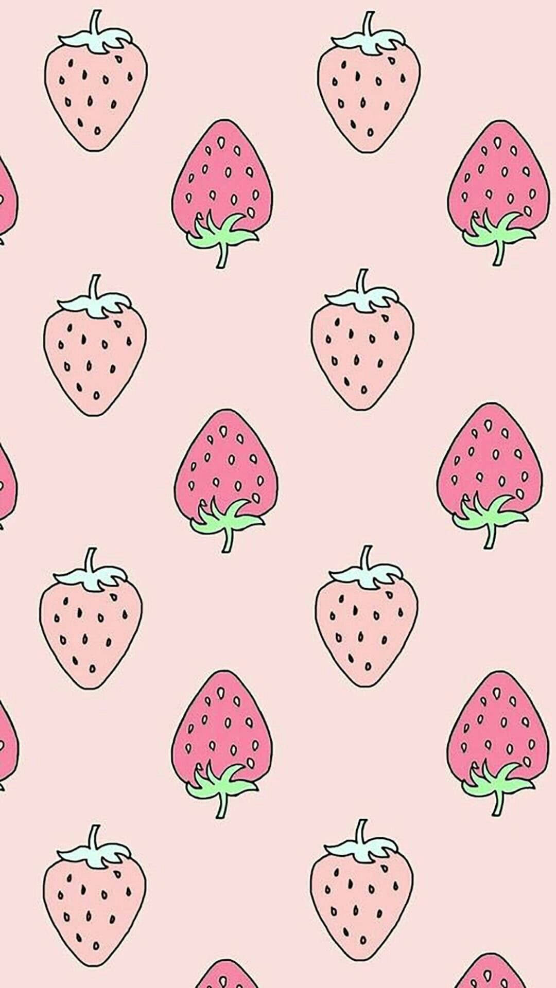 Kaakit-akit na Strawberry Aesthetic na Screen ng iPhone Wallpaper