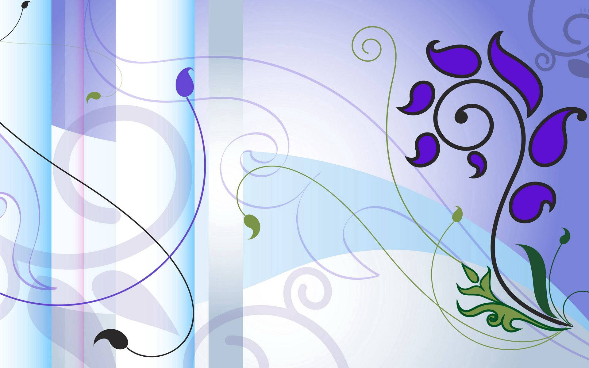 Kagandahan sa Pagiging Simple ng Kalikasan - Purple Flowers at Lines Wallpaper