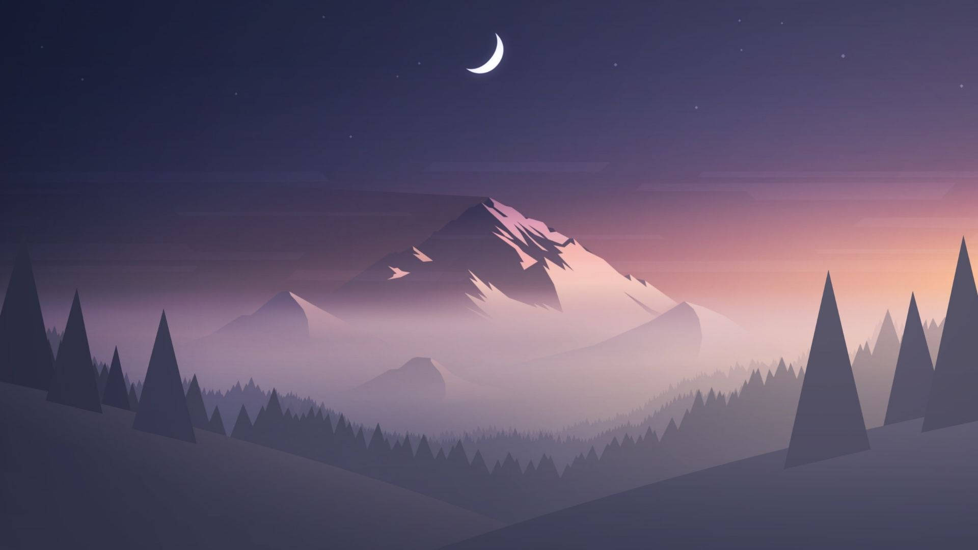 Kagubatan na Maulap at Minimalista Wallpaper