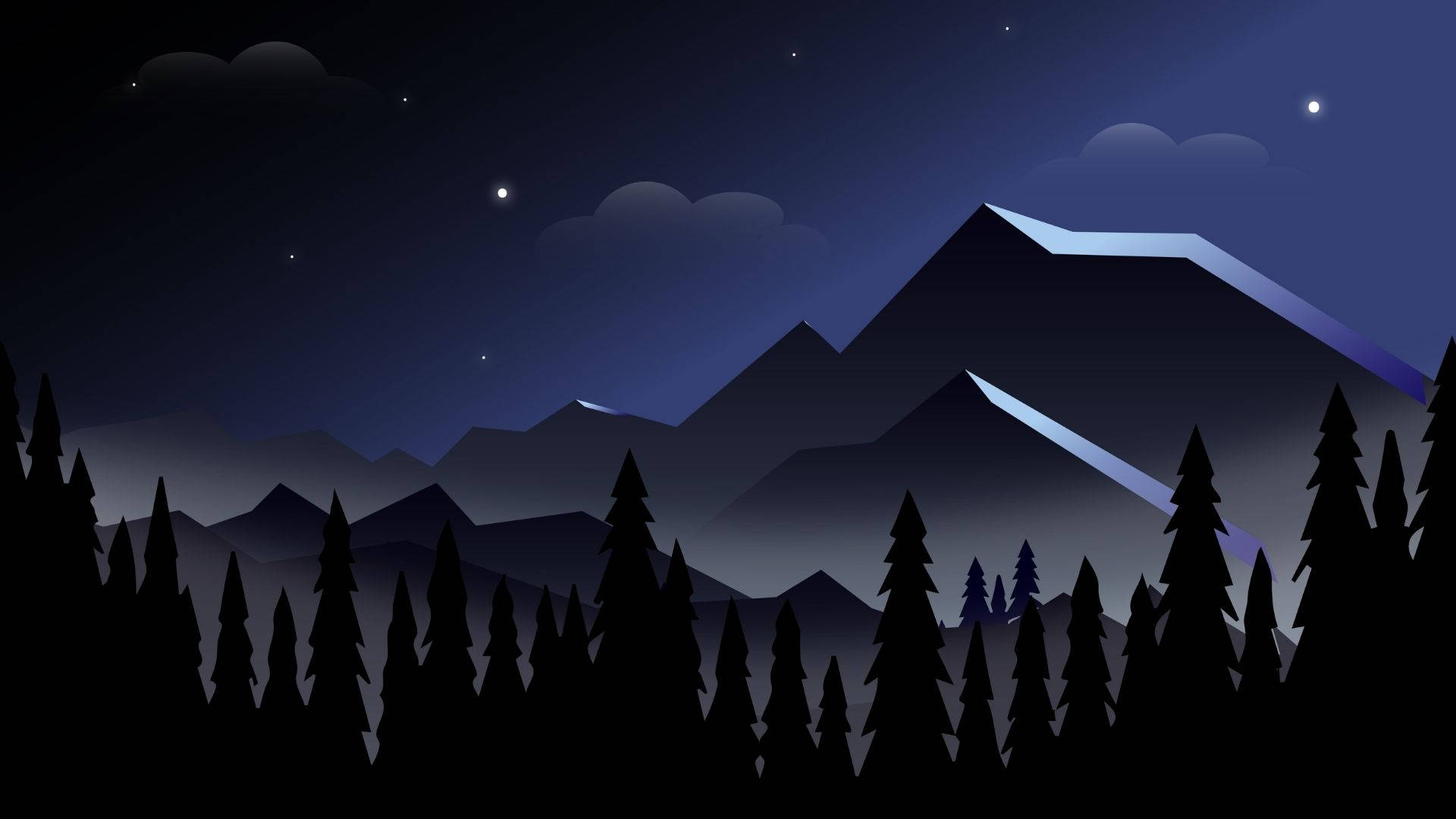 Kagubatan sa Gabi na Minimal Wallpaper