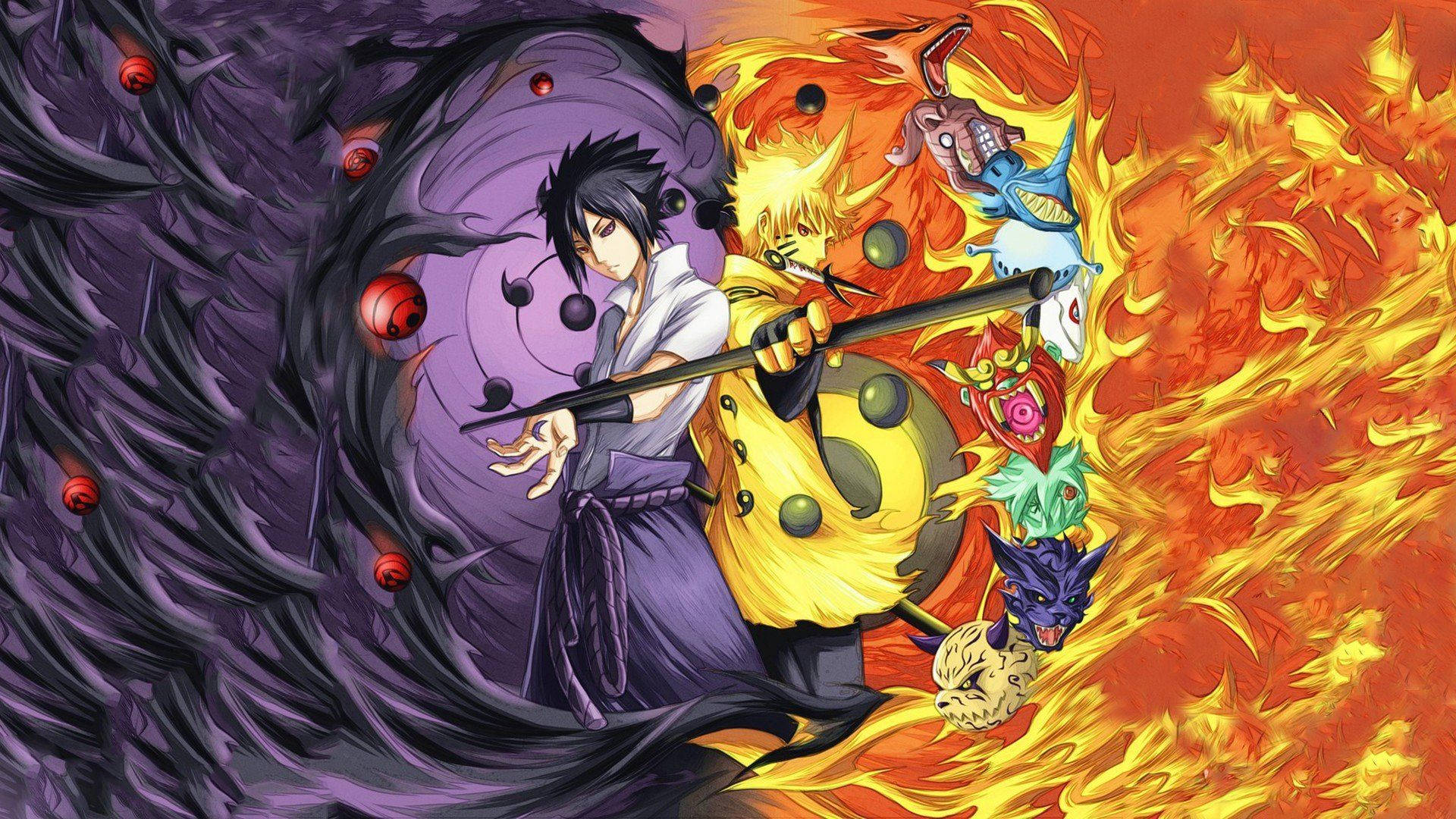 Kahanga-hangang Naruto sa Tabi ni Sasuke Wallpaper