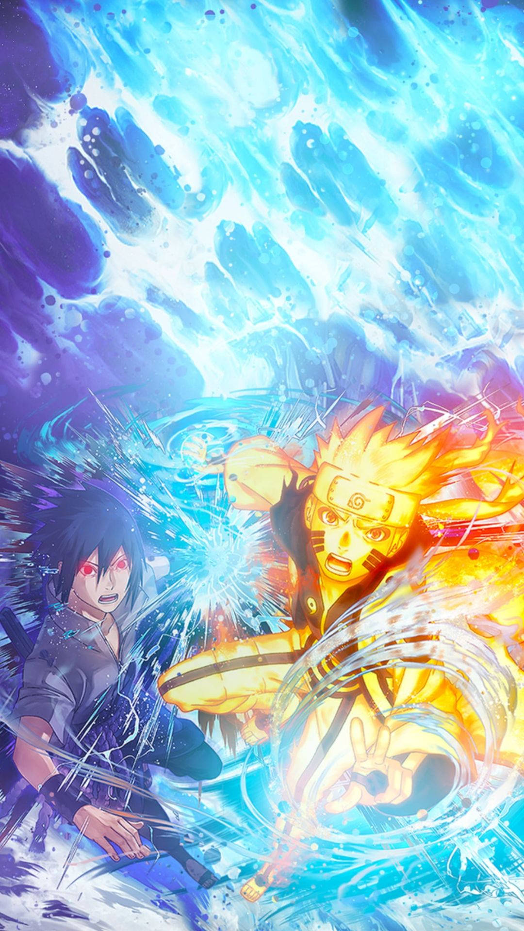 Kahanga-hangang Sasuke Naruto Digital Art para sa iPhone Wallpaper