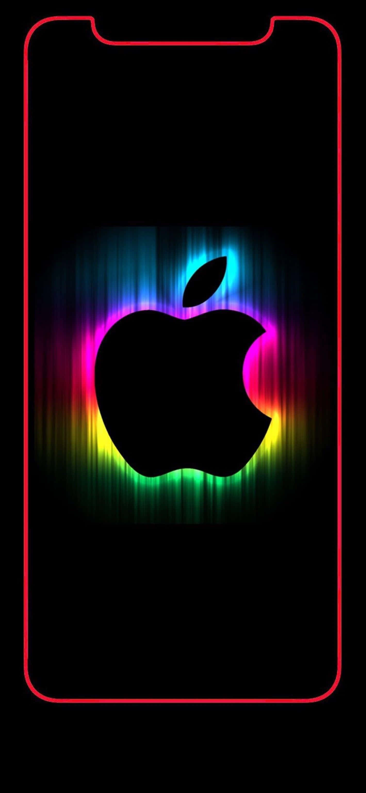 Kahanga-hangang Apple HD iPhone na may Neon Rainbow Light Wallpaper