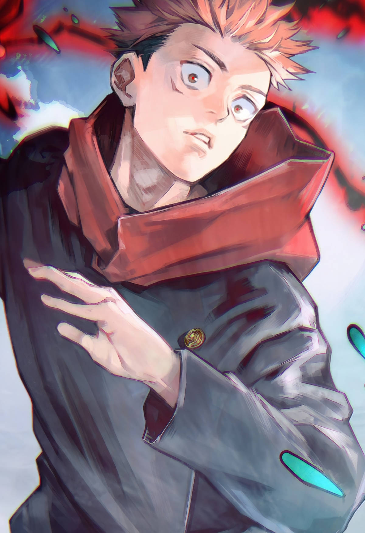 Kahanga-hangang Yuji Itadori Painting Jujutsu Kaisen Phone Wallpaper