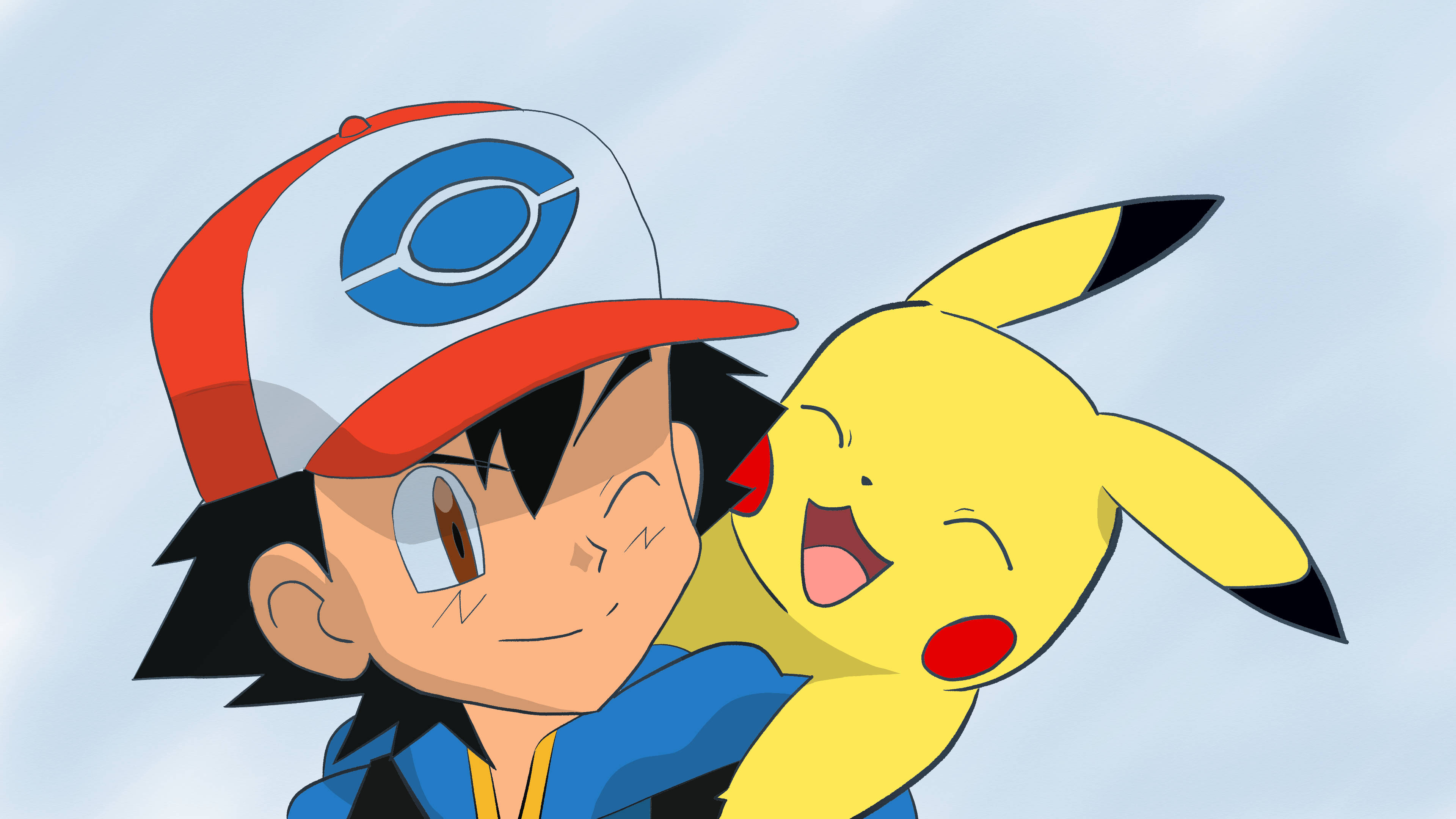 Kaibig-ibig na Ash at Pikachu 4K Wallpaper