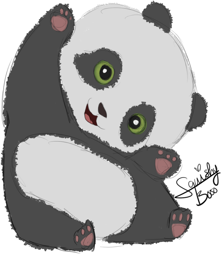 Kaibig-ibig na Ilustrasyon ng Panda na May Berdeng mga Mata Wallpaper
