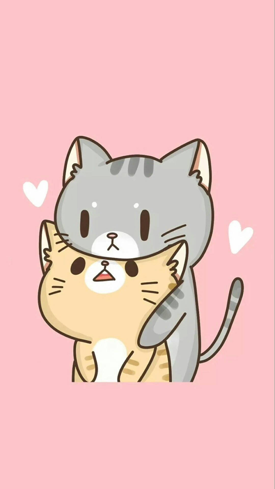 Kaibig-ibig na Mag-asawang Pusa sa Kawaii iPad Wallpaper
