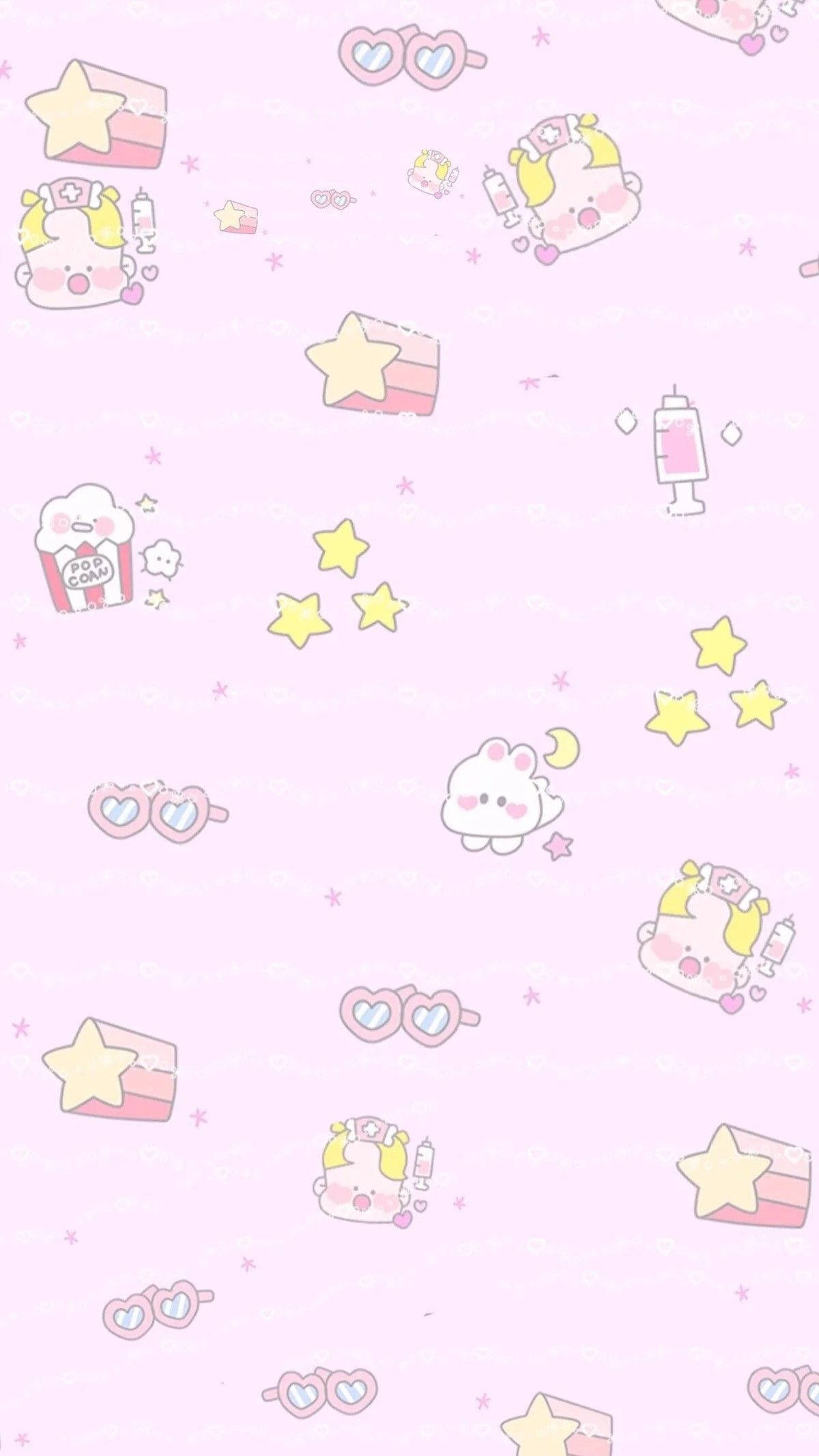 Kaibig-ibig na Pink na Kawaii-Themed na Wallpaper para sa iPad Wallpaper