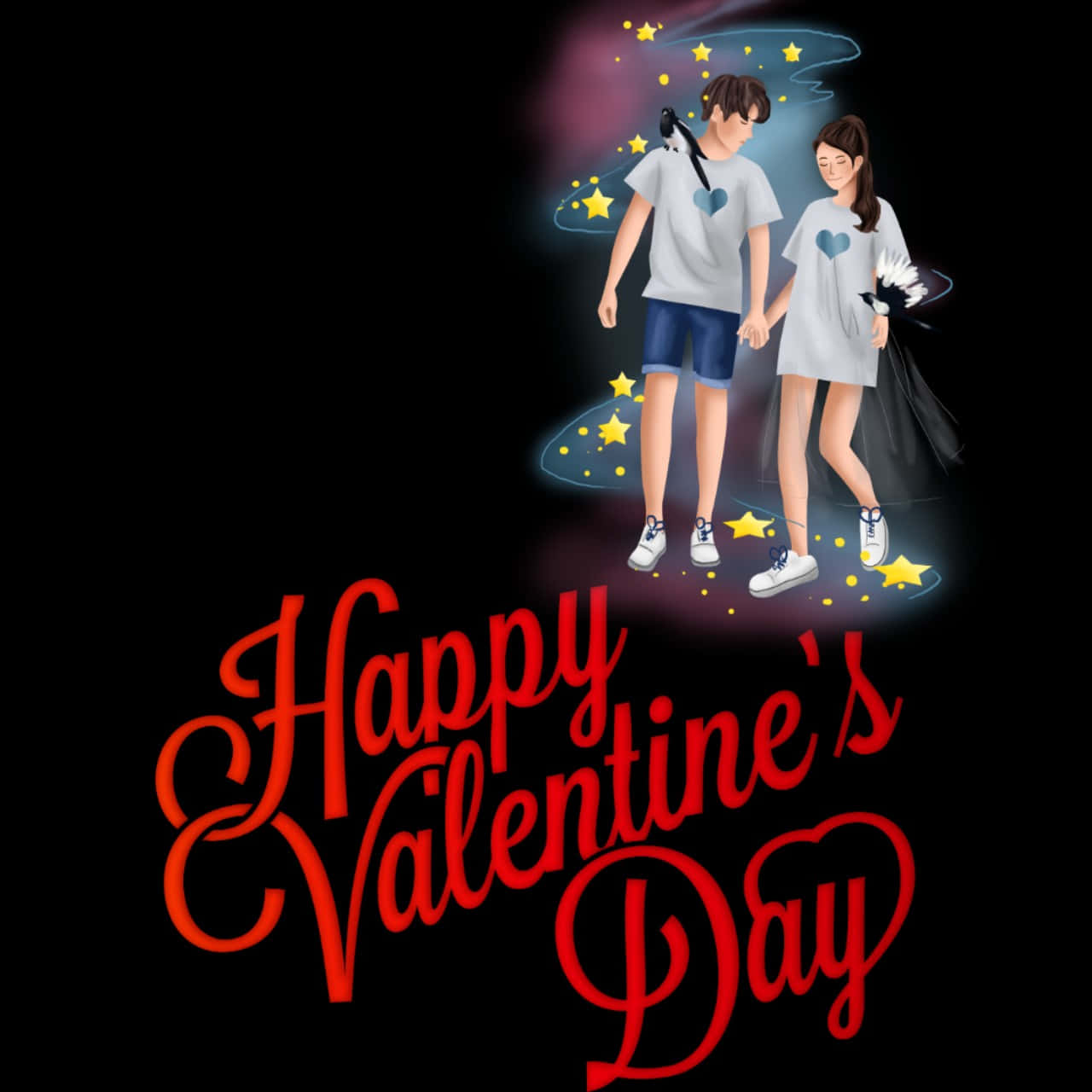 Kaibig-ibig na Sining ng Anime para sa Araw ng mga Puso Wallpaper