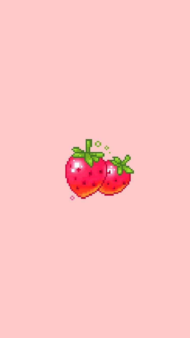 Kaibig-ibig na Strawberry Aesthetic na Screen ng iPhone Wallpaper