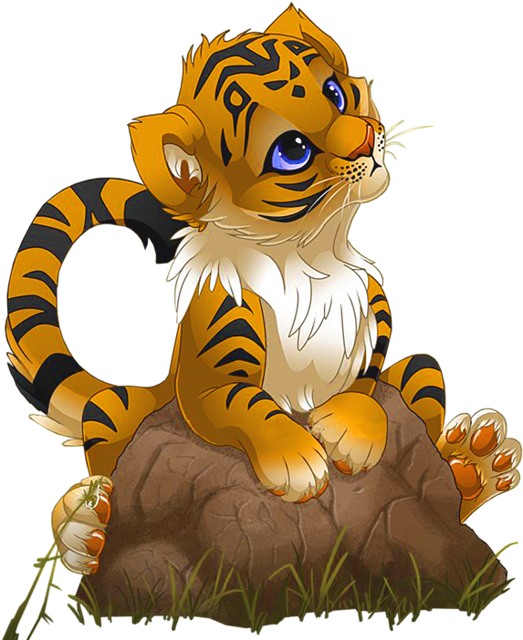 Kaibig-ibig na Tiger Cub sa Estilong Anime Wallpaper