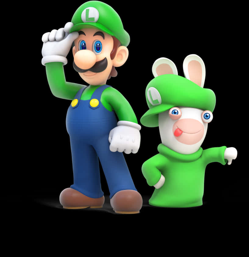 Kaibigang Luigi at Rabbid Wallpaper
