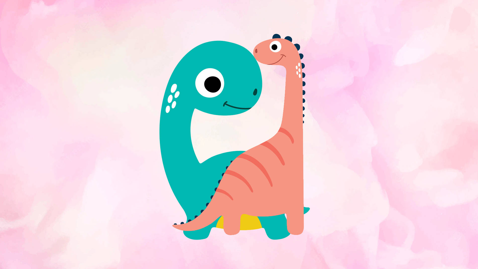 Kaibigang Pink na Dinosaur na Cute Wallpaper