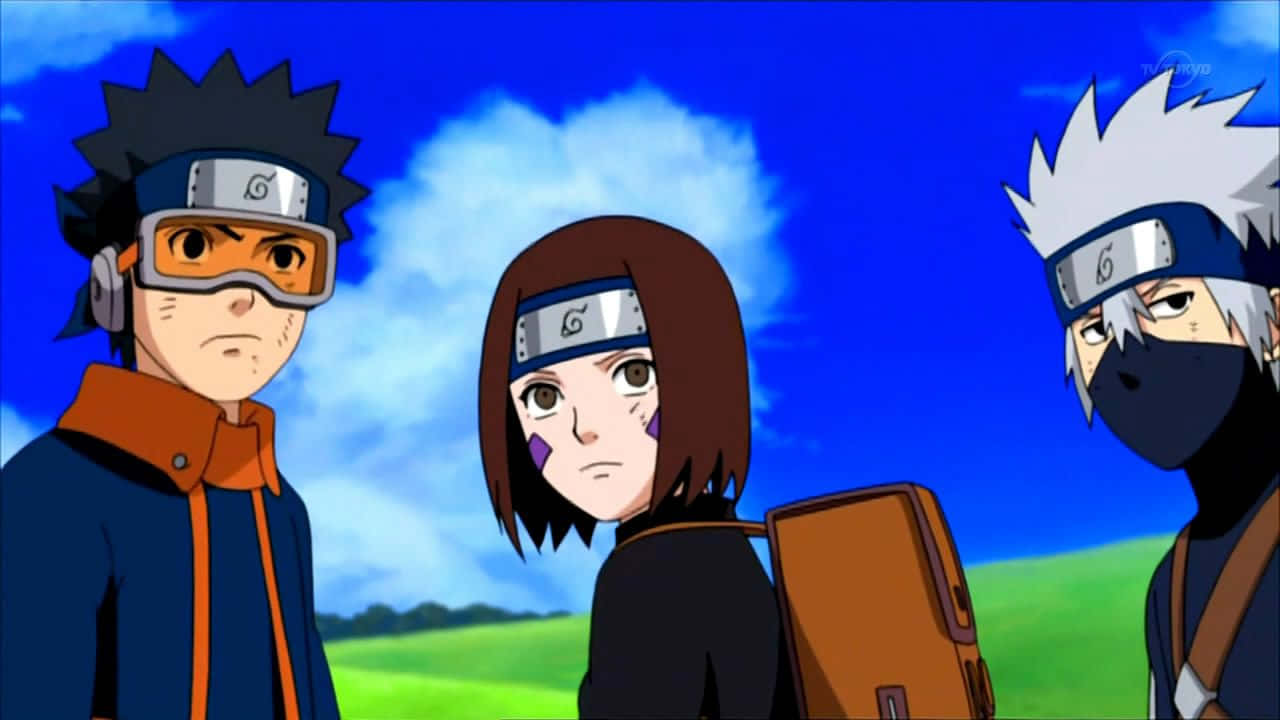 Kakashi, Rin, at Obito Wallpaper