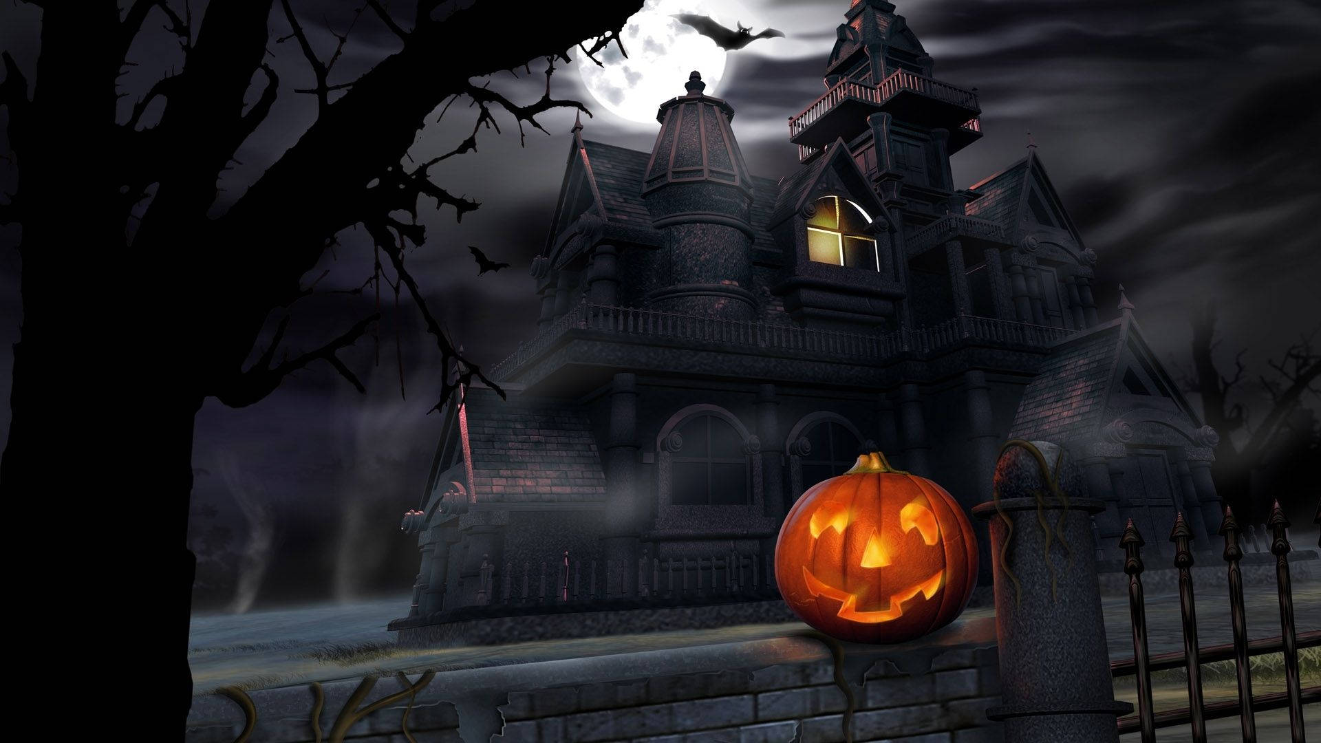 Kalabasa sa Labas sa Kartun na Halloween Wallpaper