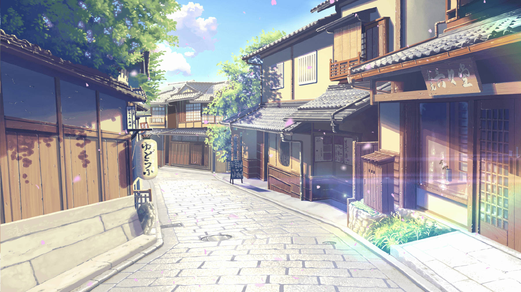 Kalsada ng Nayon sa Anime City ng Hapon Wallpaper