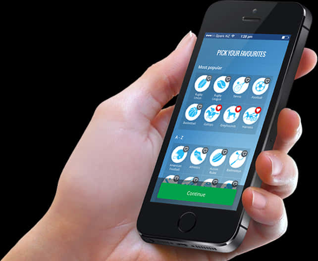 Kamay na May Hawak na Smartphone sa Pagpili ng Sports App Wallpaper
