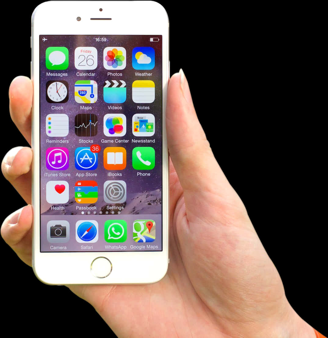 Kamay na may hawak na teleponong nagpapakita ng mga apps Wallpaper
