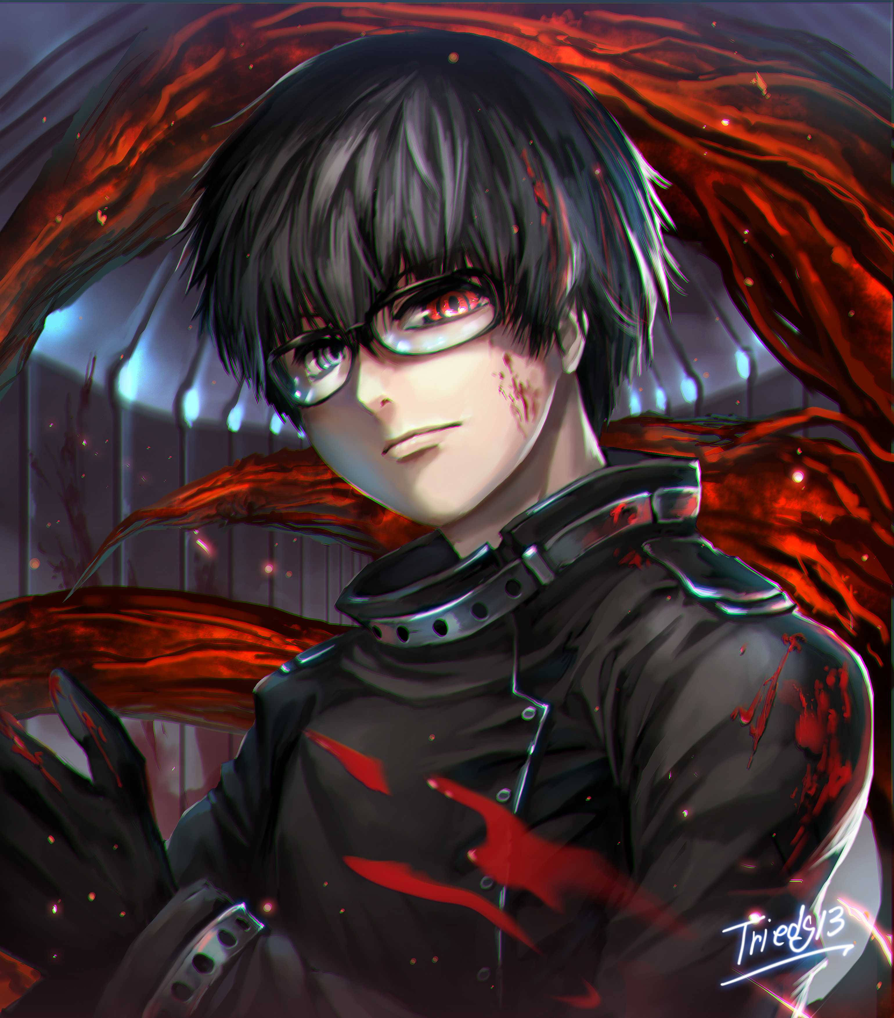 Kaneki Ken sa Isang Stylish na Black Jacket Wallpaper