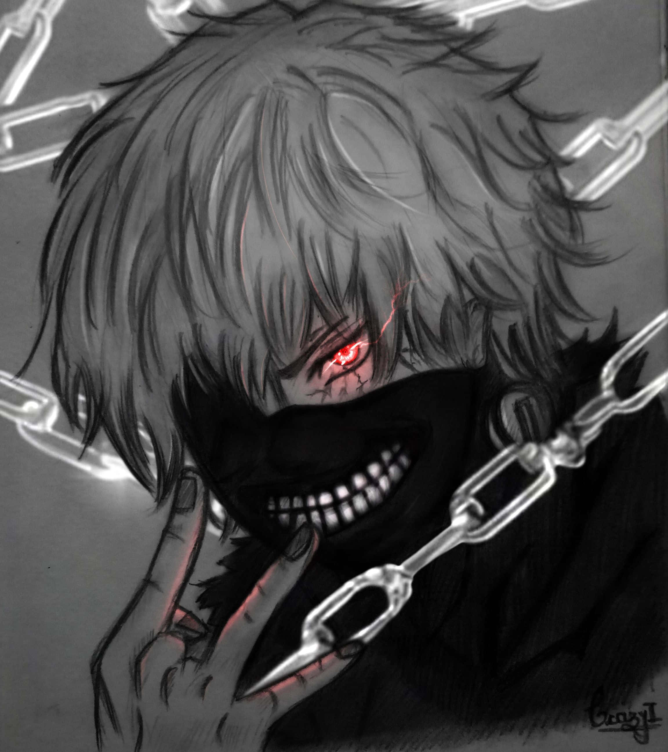 Kaneki PFP na Grayscale Wallpaper