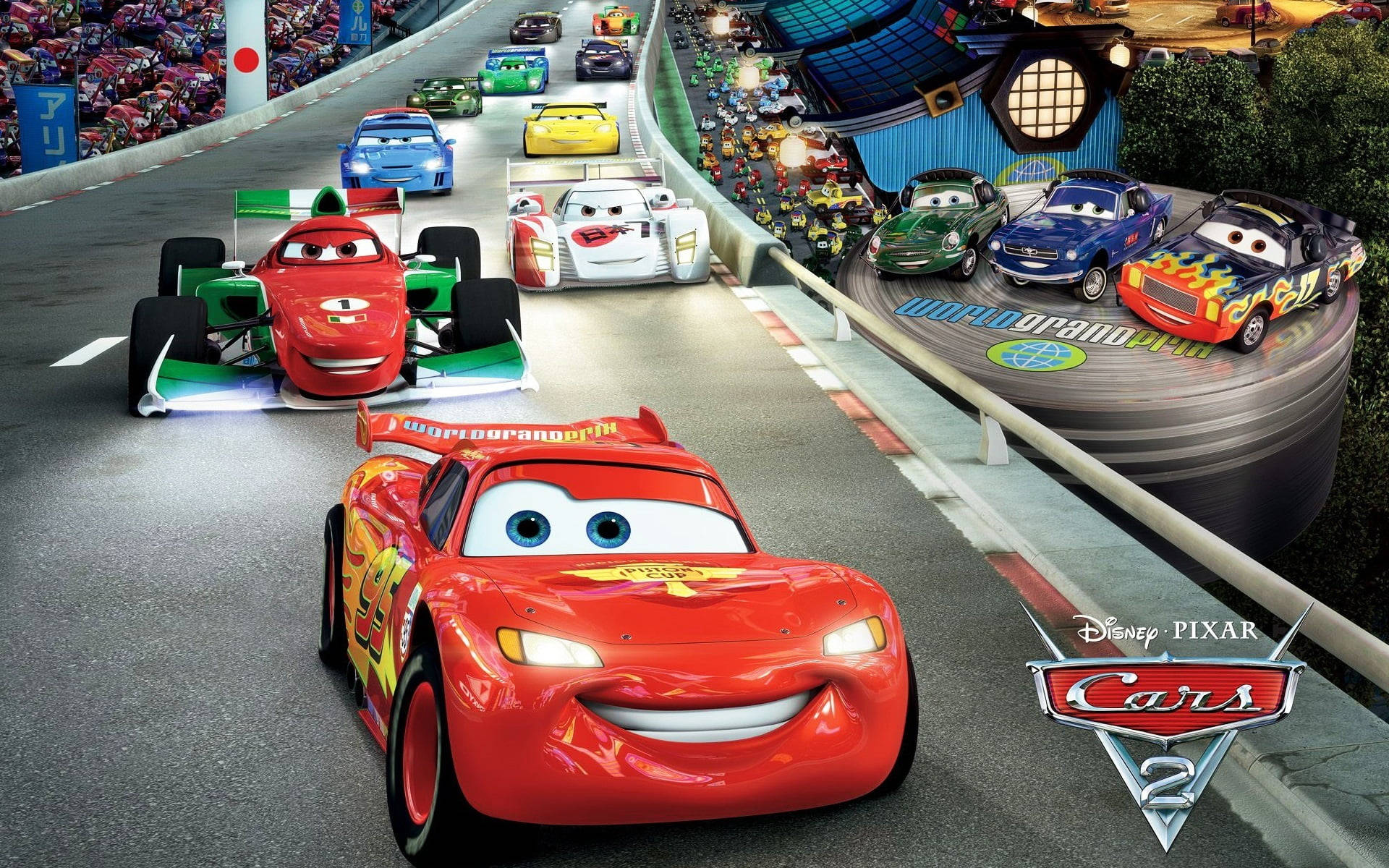 Kapana-panabik na Hanay ng mga Mananakbo sa World Grand Prix sa Cars 2 Wallpaper