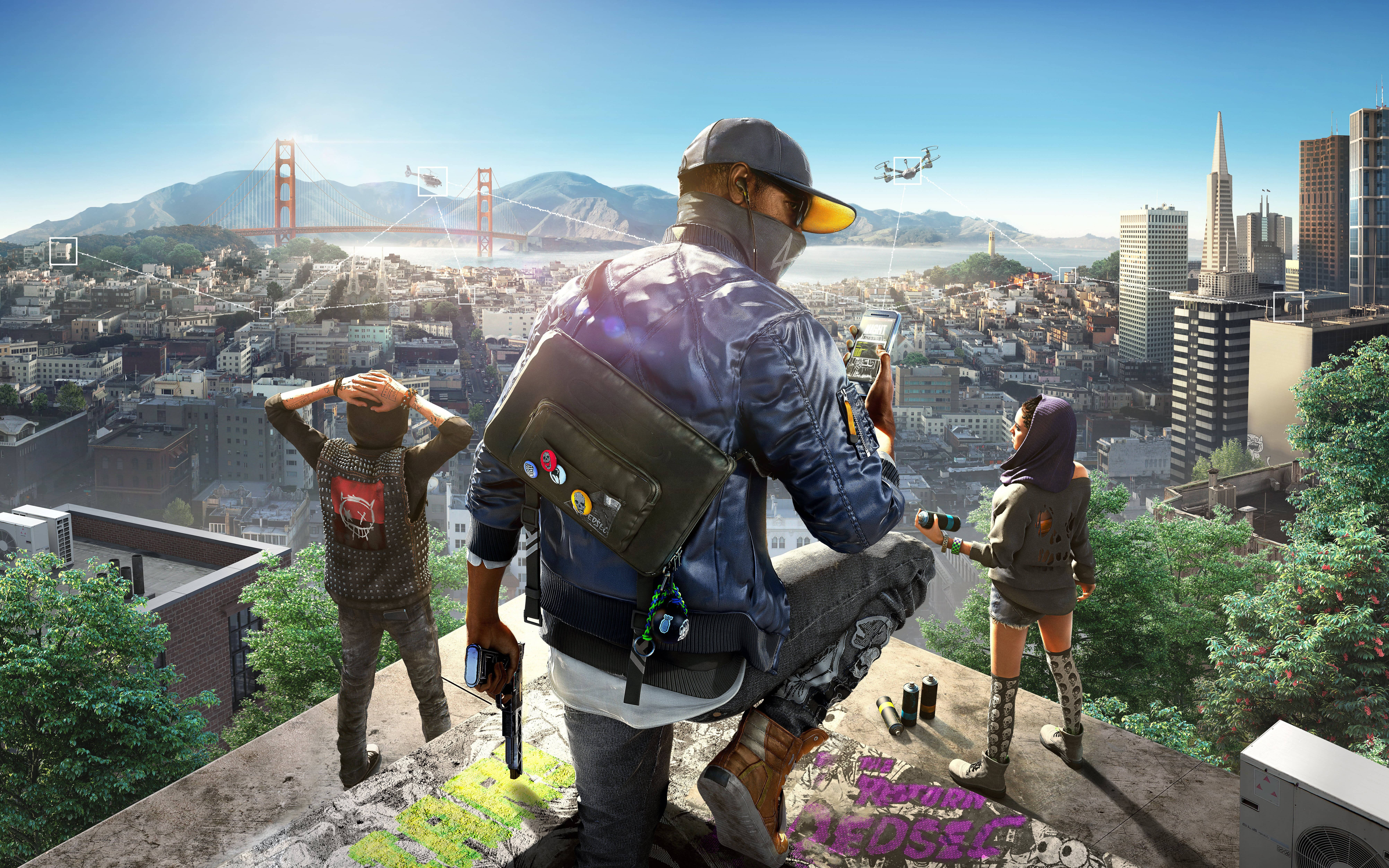 Kapana-panabong 4K Display ng Watch Dogs 2 Video Game Wallpaper