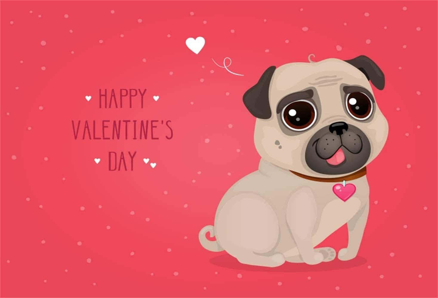 kard para sa araw ng mga puso na may asong pug Wallpaper