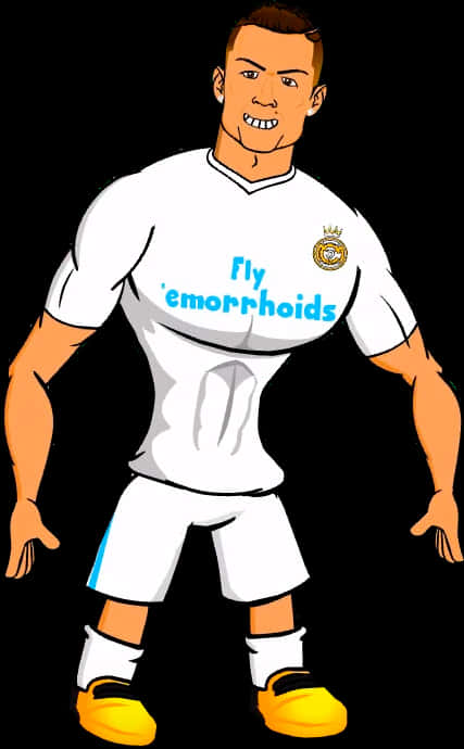 Karikatura ng Manlalaro ng Soccer na Naka-White Kit Wallpaper