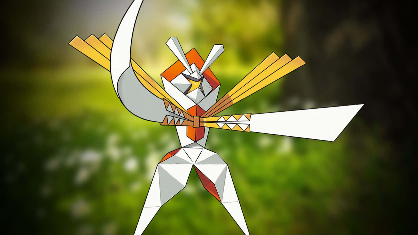 Kartana Pokemon na may Likas na Background Wallpaper