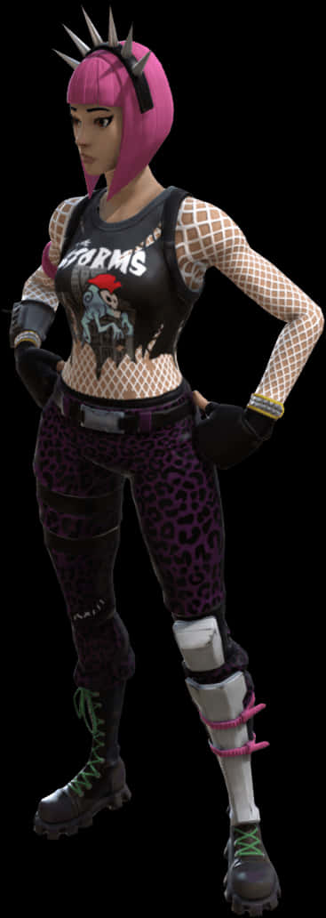 Kasuotan ng Karakter na Punk sa Fortnite Wallpaper
