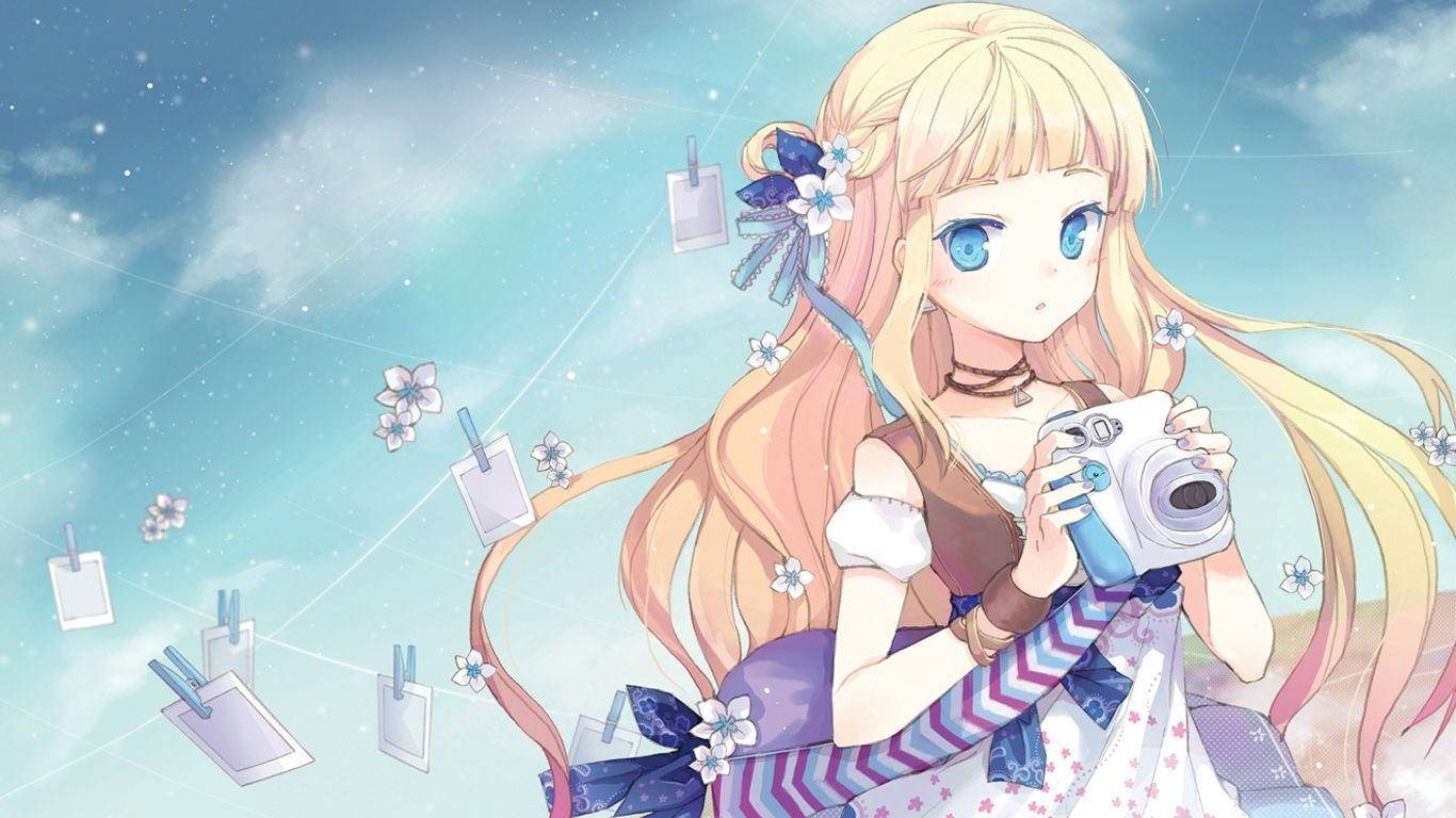 Kawaii Anime Girl na May Polaroid Wallpaper