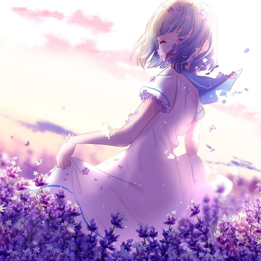 Kawaii Anime Girl Sa Flower Field Wallpaper