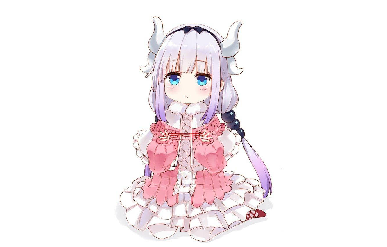 Kawaii Anime Kanna Kobayashi Lumuhod Wallpaper