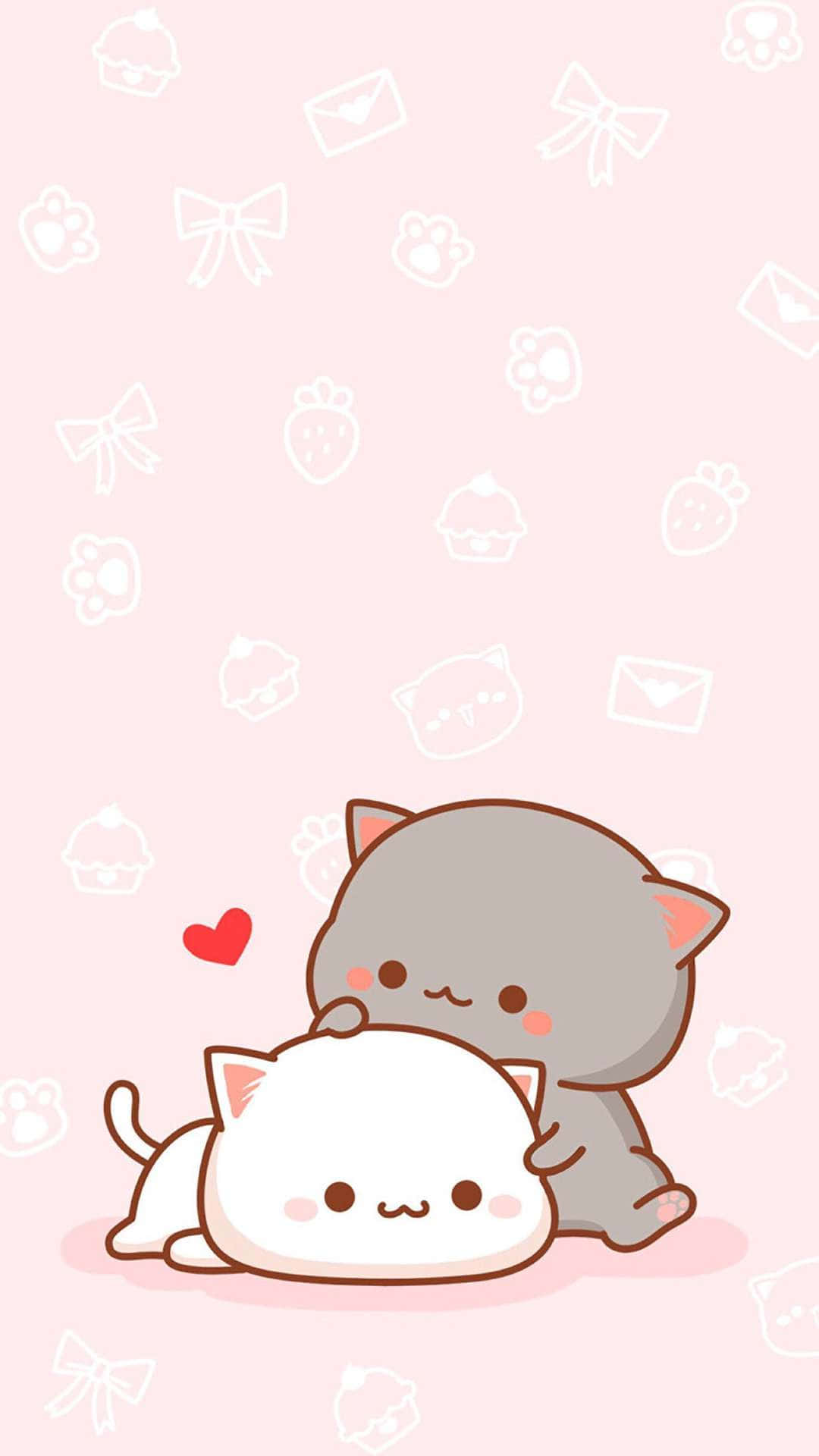 Kawaii Anime na Pusa na Peach at Goma Wallpaper